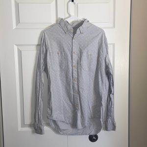 Men’s Merona Size Large Grey Polka Dot Button Down Long Sleeve Shirt